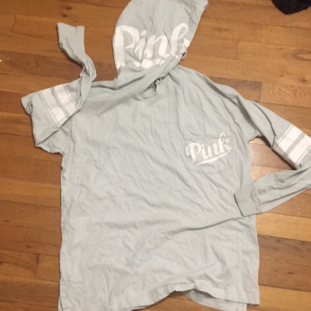 Long sleeve hoodie, light baby blue.